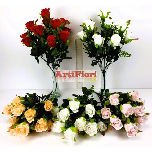 22546 - Rózsabimbó 12 virágos csokor 43cm