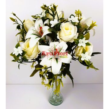 24273 - 12 ágú rózsa liliom csokor 34cm