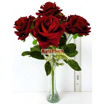 24588 - Bársony rózsa 7 ágú csokor 43cm