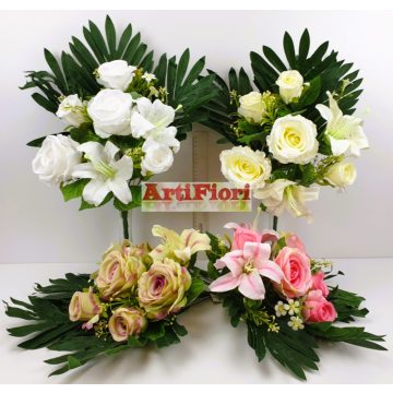 24601 - Rózsa liliom 11 ágú fekvő csokor 51 cm